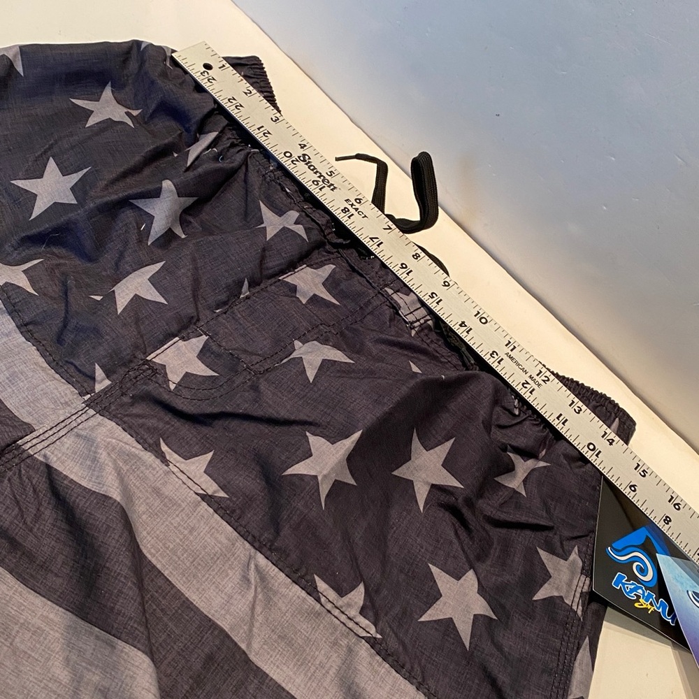 NWT Kanusurf Black/Gray Patriotic Swim Trunks or Shorts - Picture 3 of 7